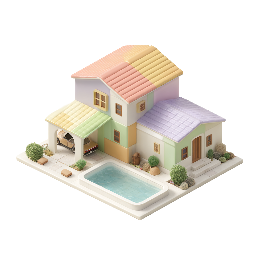 Illustration d'une maison individuelle représentant la fonctionnalité de configuration extérieure du configurateur 3D