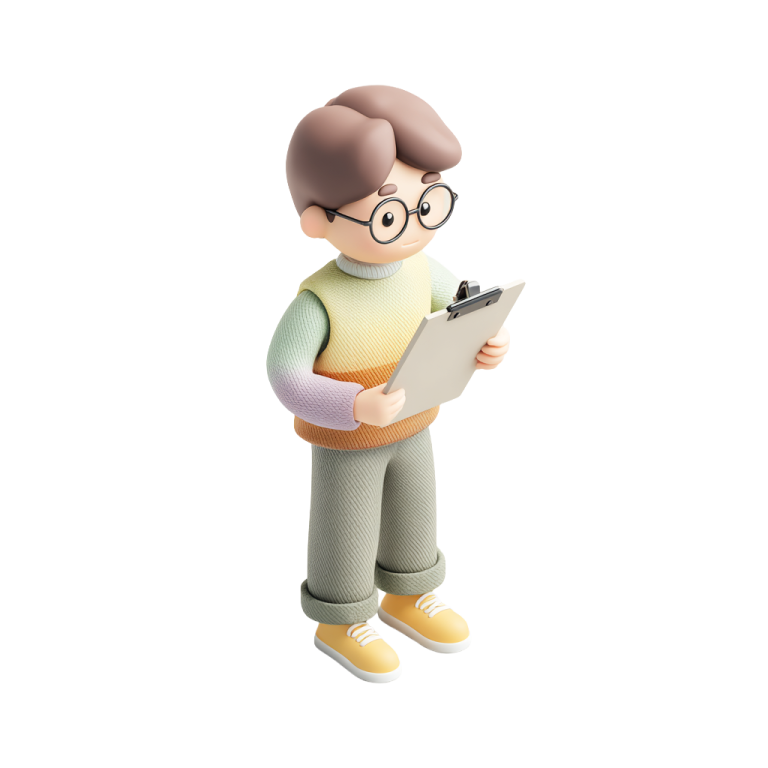 Illustration d'un personnage prenant des notes représentant la prise en charge des demandes de projet immobilier