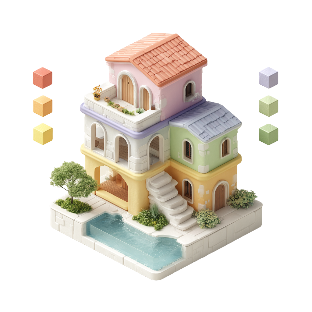 Illustration 3D d'une maison configurable