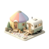 Illustration d'une yurt et d'une tiny house représentant les constructeurs d'habitats alternatifs ciblés par le configurateur 3D